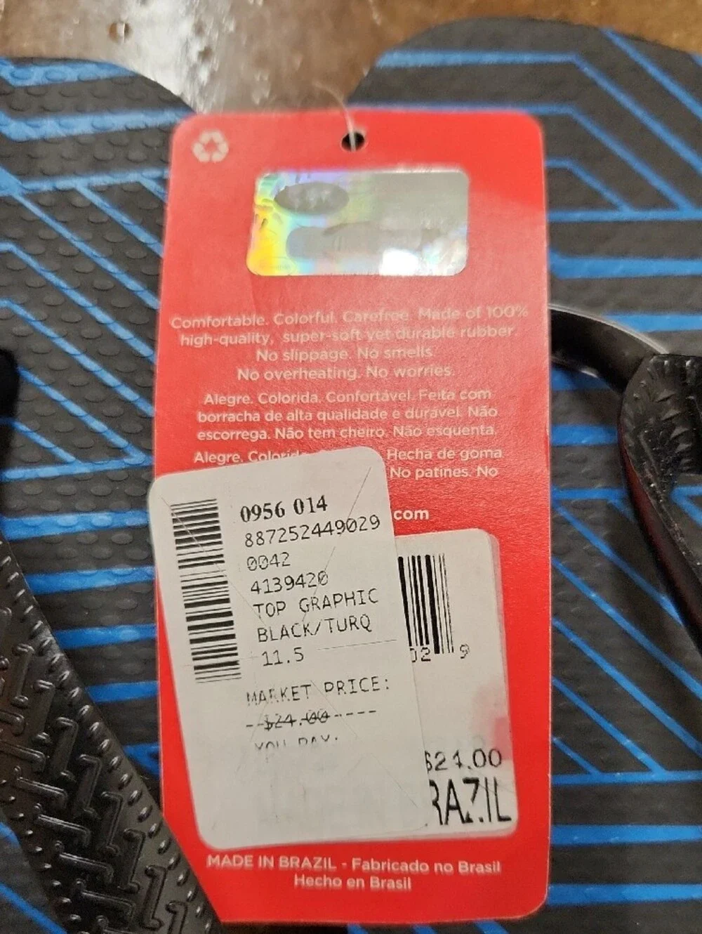Havaianas Men's Black & Blue Flip Flops